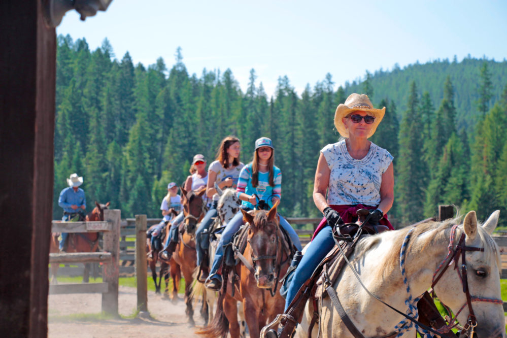Family headed out for a trail ride