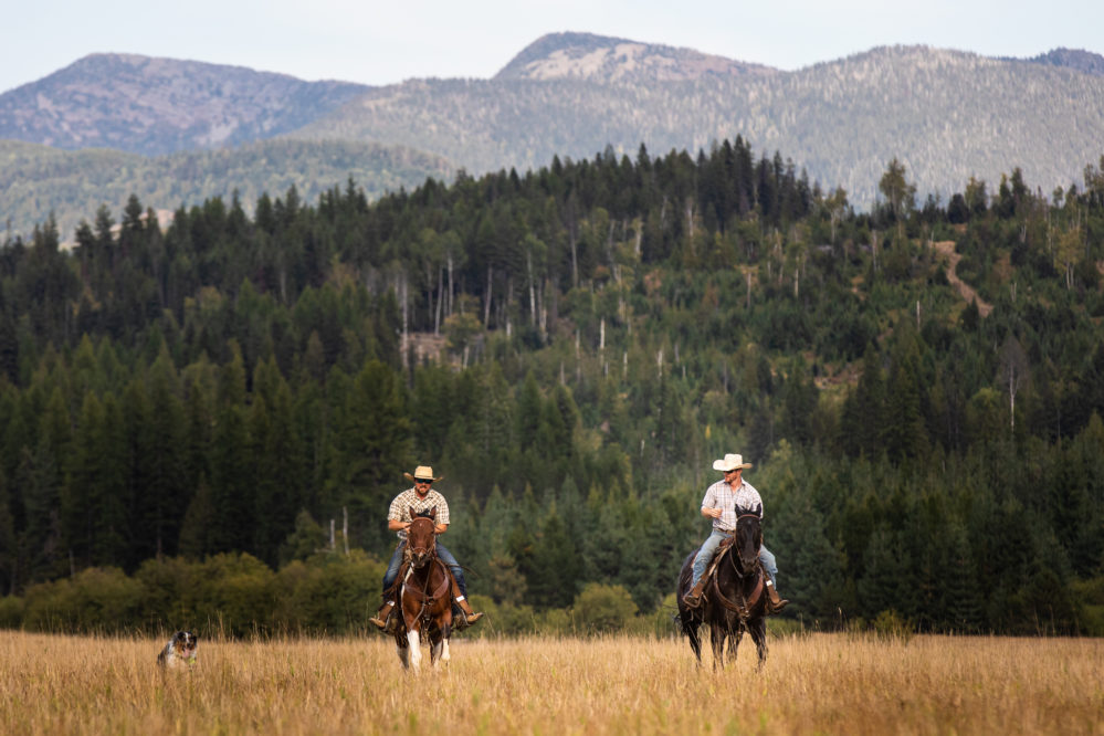 Western Pleasure Guest Ranch two cowboys riding in a field