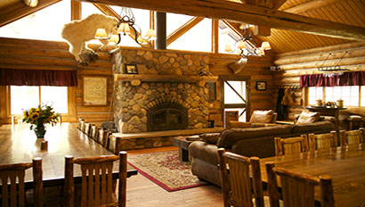Covered Wagon Ranch Lodge Inside with Tables