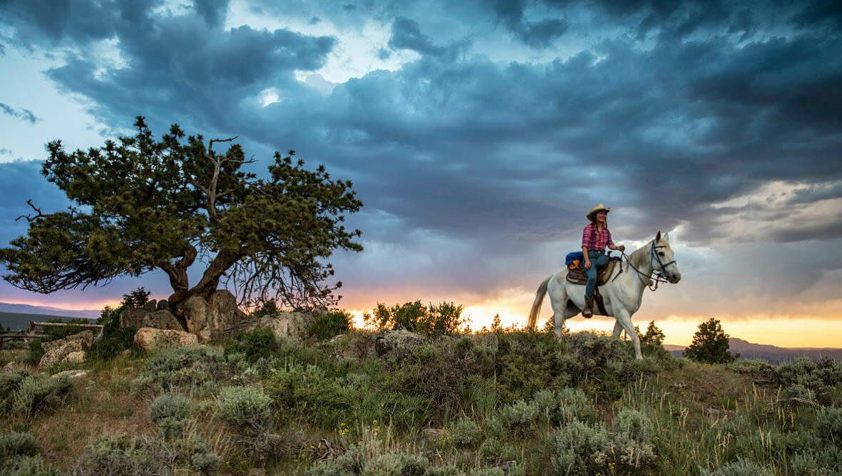 Cowgirl riding solo at A Bar A Ranch