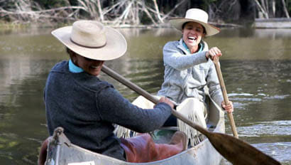 Two guests canoeing at Black Mountain Ranch