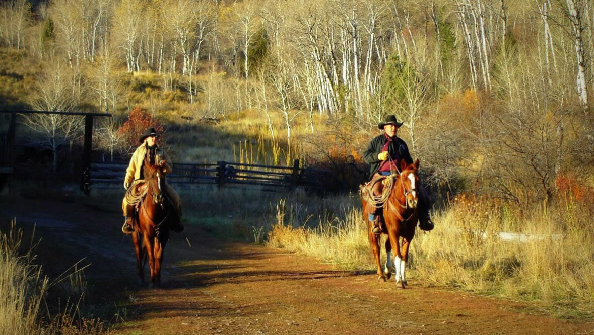 Two riders on a trail at McGarry Ranch