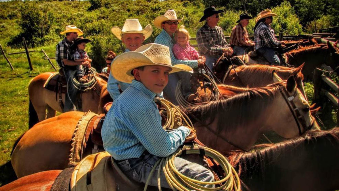Cowboy kids on horses at McGarry Ranche