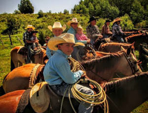 Cowboy kids on horses at McGarry Ranche