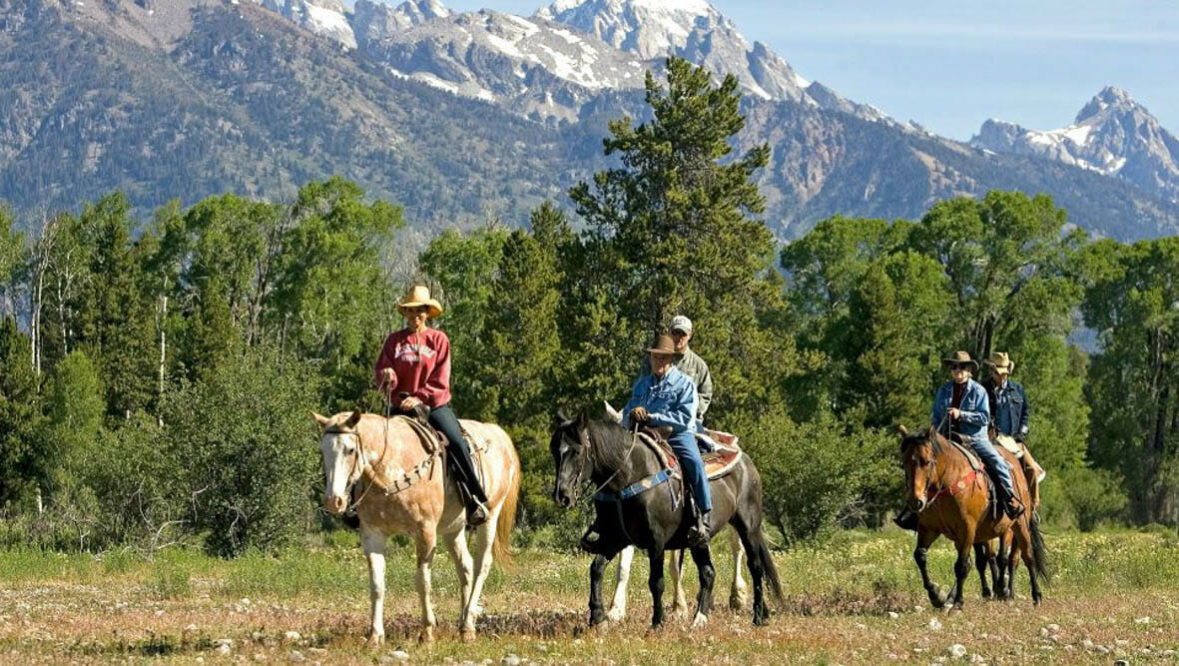 Family trail ride at R Lazy S Dude Ranch