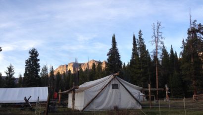 Tent with tress in the background