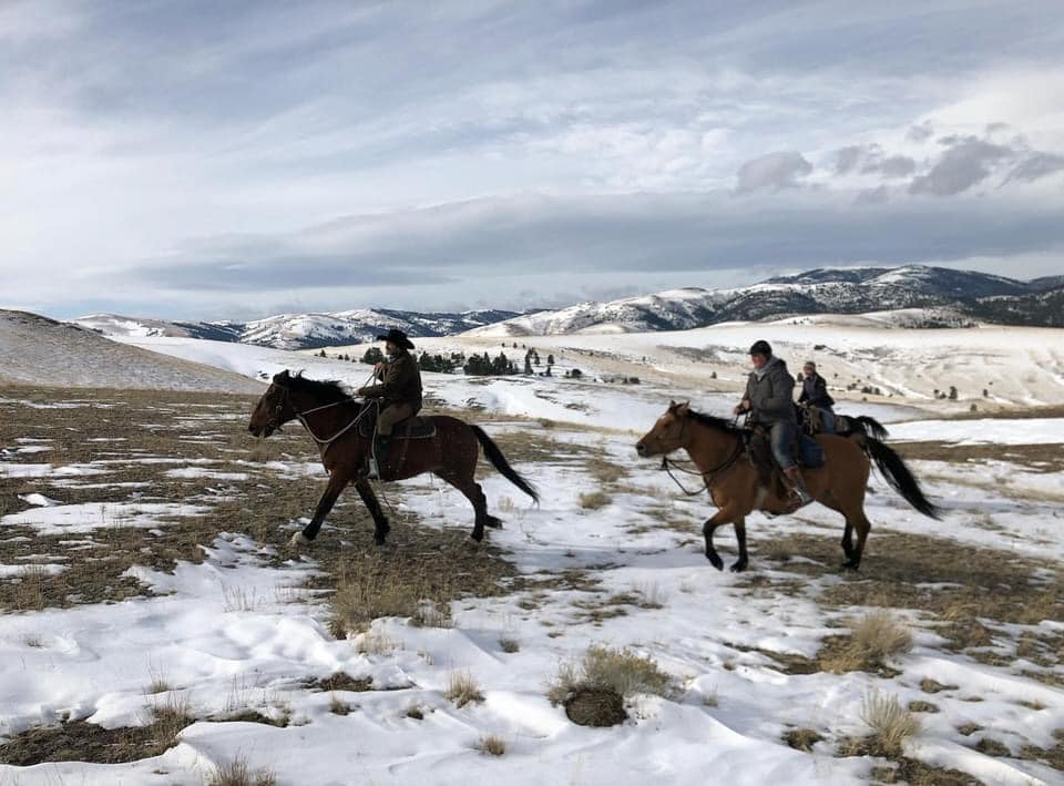 Winter Vacation horseback riding in snow