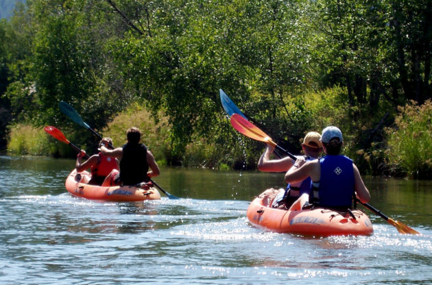 kayaking on a river